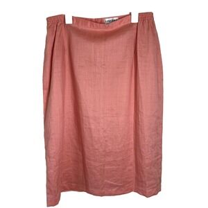 Lino USA Women's Skirt Size 2X Coral 100% Linen Midi Luxury Lagenlook Minimal‎
